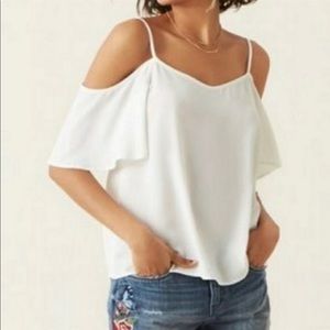 NWT Nordstrom BP Cold Shoulder Crisis Cross back top Size Medium in White